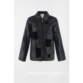 Light Black casual patched coat in wrinkle jacket